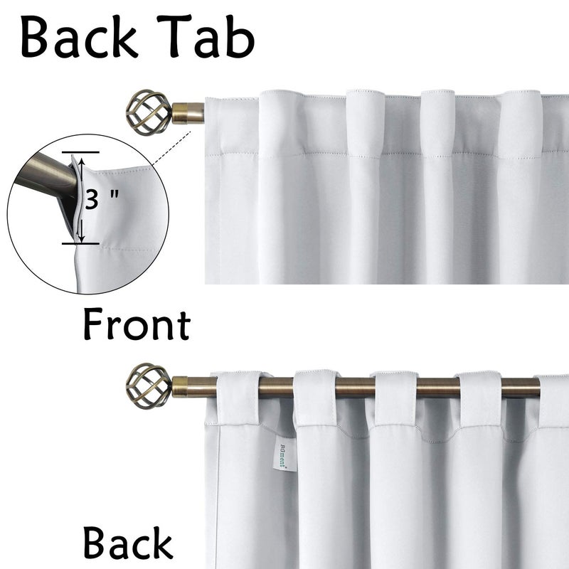 BGment White Curtains for Bedroom - 52 x 84 inch Rod Pocket and Back Tab Thermal Insulated Room Darkening Curtains for Living Room, 2 Panels Set, Greyish White - Image 2